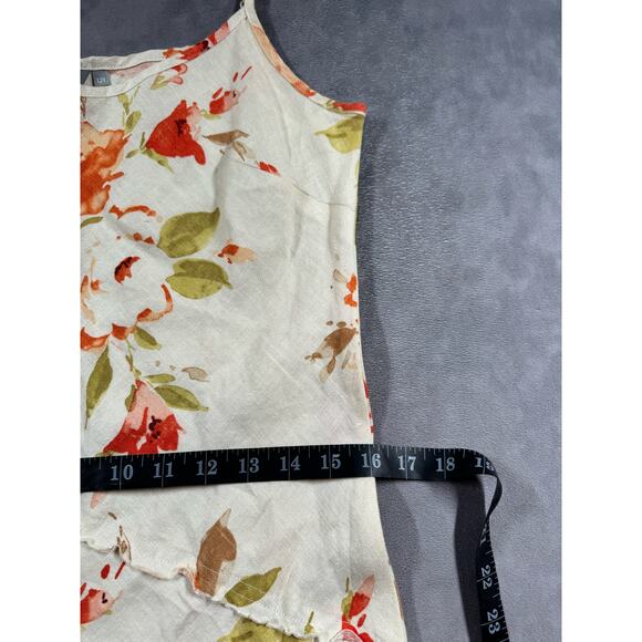 Per Una 100% Linen Floral Bias Cut Midi Dress US Size 8L Vtg Y2K Boho Cottage - Picture 7 of 12